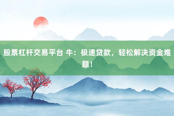 股票杠杆交易平台 牛：极速贷款，轻松解决资金难题！