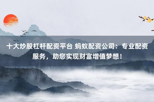 十大炒股杠杆配资平台 蚂蚁配资公司：专业配资服务，助您实现财富增值梦想！