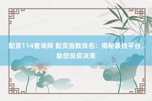 配资114查询网 配资指数排名：揭秘最佳平台，助您投资决策