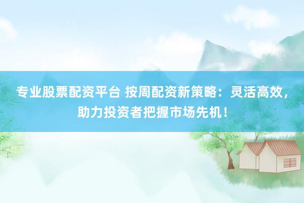 专业股票配资平台 按周配资新策略：灵活高效，助力投资者把握市场先机！