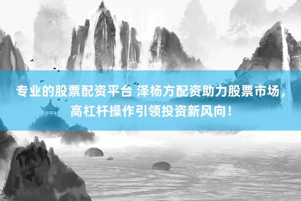专业的股票配资平台 泽杨方配资助力股票市场，高杠杆操作引领投资新风向！