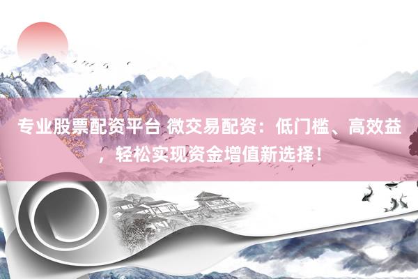 专业股票配资平台 微交易配资：低门槛、高效益，轻松实现资金增值新选择！