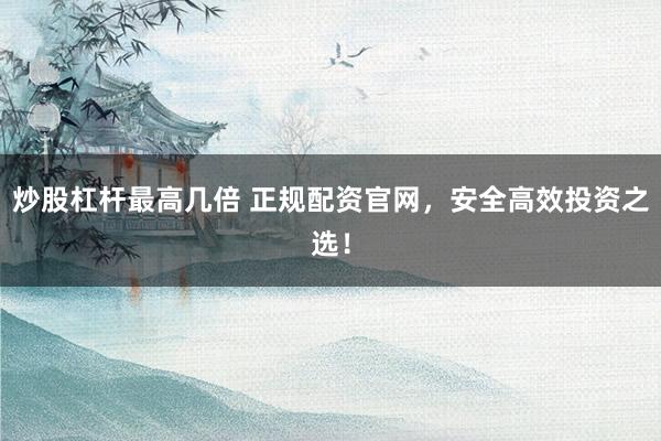 炒股杠杆最高几倍 正规配资官网，安全高效投资之选！