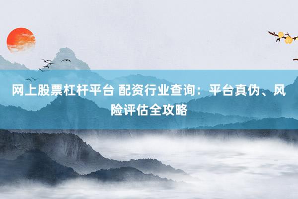 网上股票杠杆平台 配资行业查询：平台真伪、风险评估全攻略