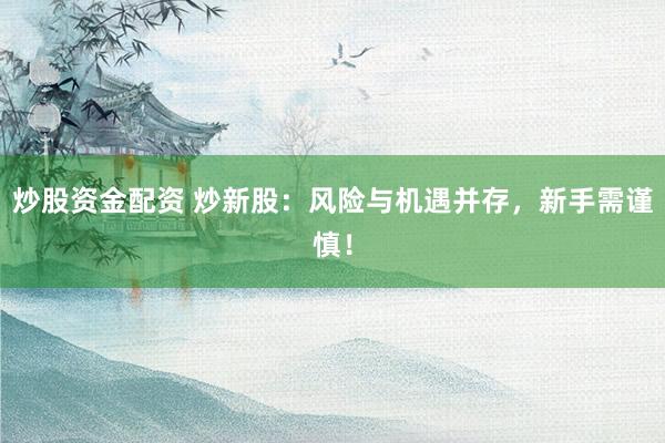 炒股资金配资 炒新股：风险与机遇并存，新手需谨慎！