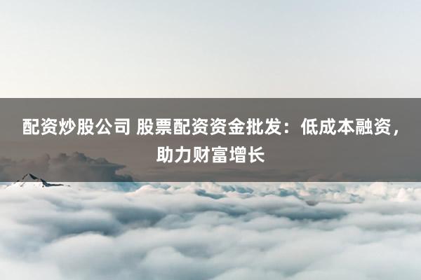 配资炒股公司 股票配资资金批发：低成本融资，助力财富增长