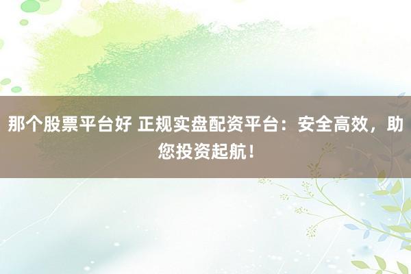 那个股票平台好 正规实盘配资平台:安全高效,助您投资起航!