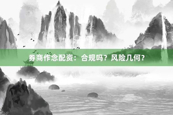 券商作念配资：合规吗？风险几何？