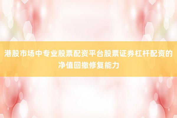 港股市场中专业股票配资平台股票证券杠杆配资的净值回撤修复能力