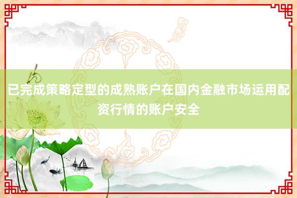 已完成策略定型的成熟账户在国内金融市场运用配资行情的账户安全