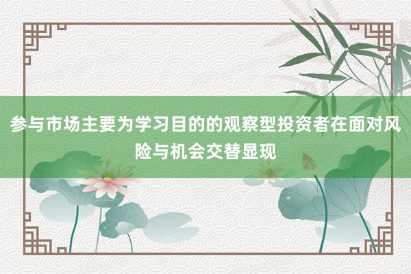 参与市场主要为学习目的的观察型投资者在面对风险与机会交替显现
