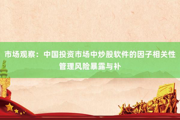 市场观察：中国投资市场中炒股软件的因子相关性管理风险暴露与补