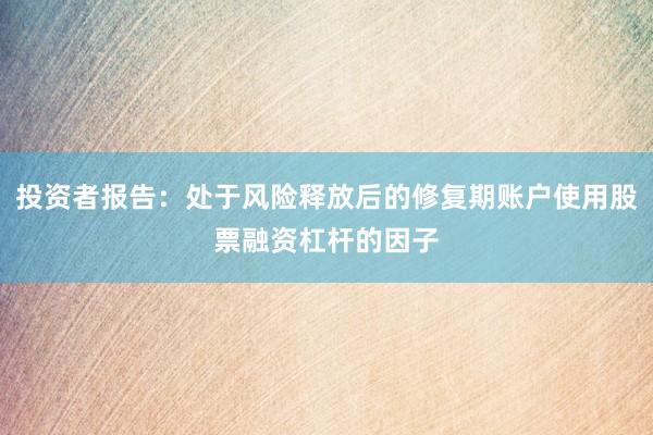 投资者报告：处于风险释放后的修复期账户使用股票融资杠杆的因子