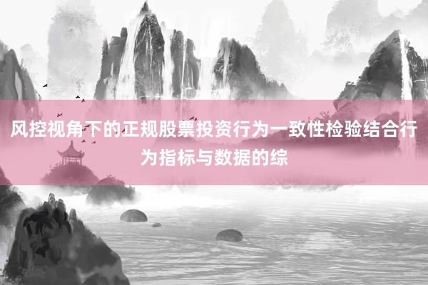 风控视角下的正规股票投资行为一致性检验结合行为指标与数据的综
