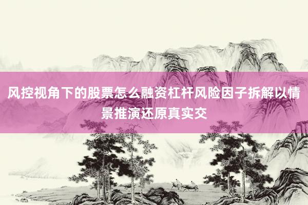 风控视角下的股票怎么融资杠杆风险因子拆解以情景推演还原真实交