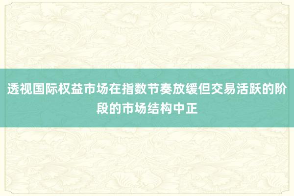 透视国际权益市场在指数节奏放缓但交易活跃的阶段的市场结构中正