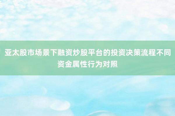 亚太股市场景下融资炒股平台的投资决策流程不同资金属性行为对照