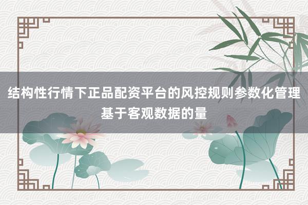 结构性行情下正品配资平台的风控规则参数化管理基于客观数据的量
