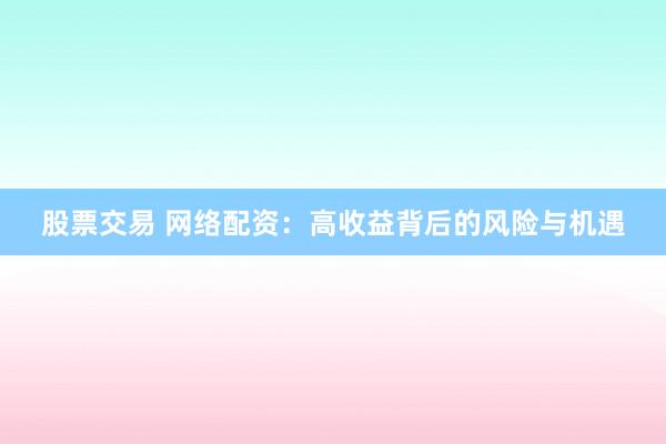 股票交易 网络配资:高收益背后的风险与机遇